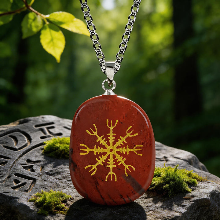 WorldNorse Norse Helm of Awe Courage Crystal Necklace - Red Jasper - image 6