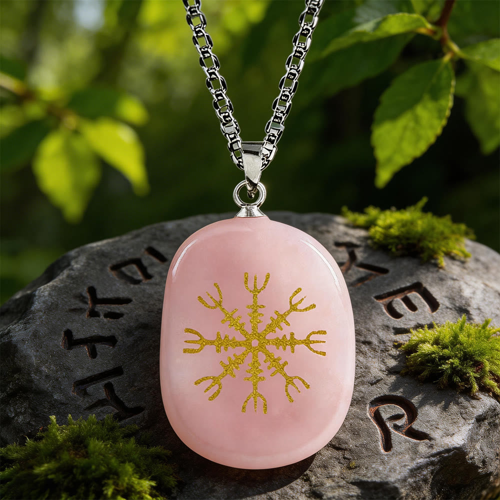 WorldNorse Norse Helm of Awe Courage Crystal Necklace - Rose Quartz - image 4