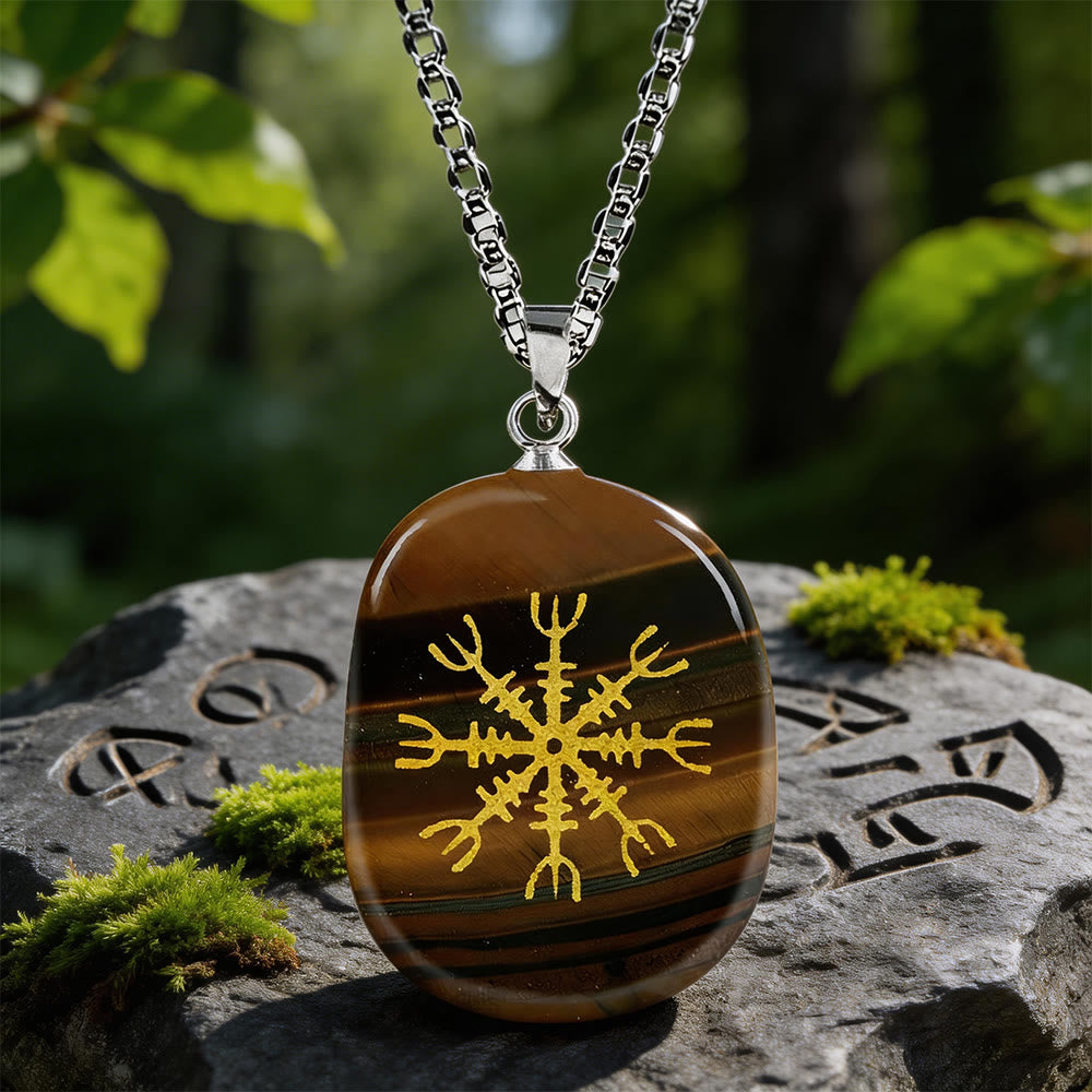 WorldNorse Norse Helm of Awe Courage Crystal Necklace - Tiger's Eye - image 11