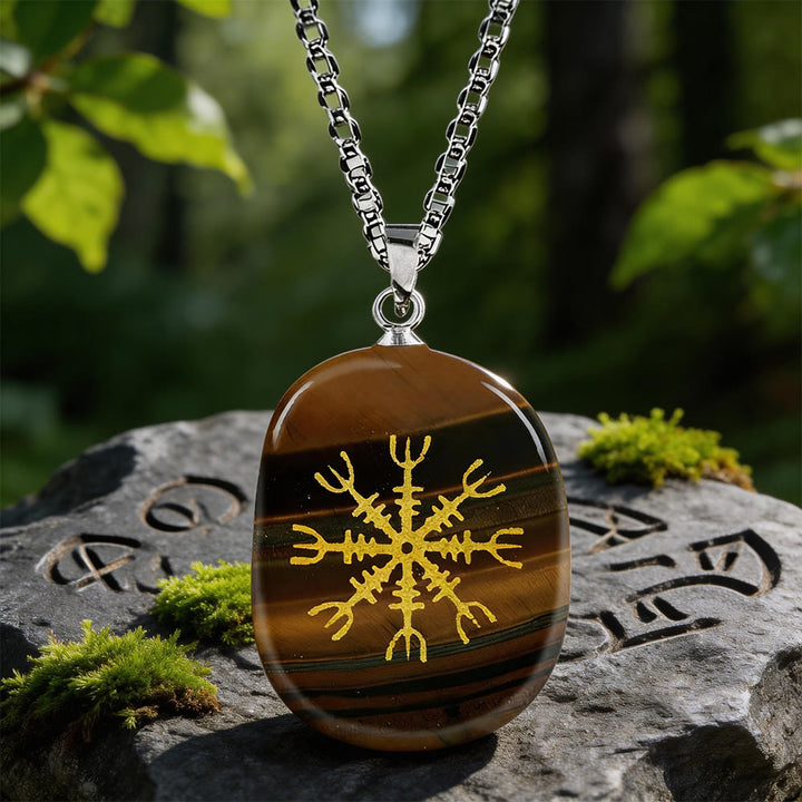 WorldNorse Norse Helm of Awe Courage Crystal Necklace - Tiger's Eye - image 11