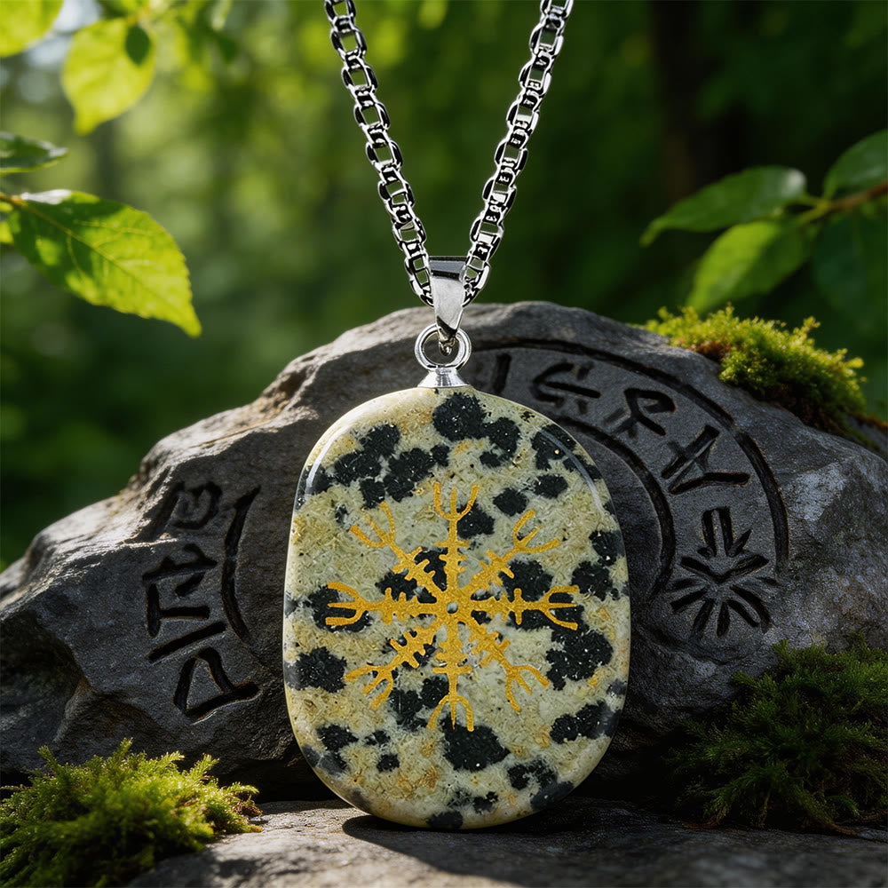 WorldNorse Norse Helm of Awe Courage Crystal Necklace - Dalmatian Jasper - image 13