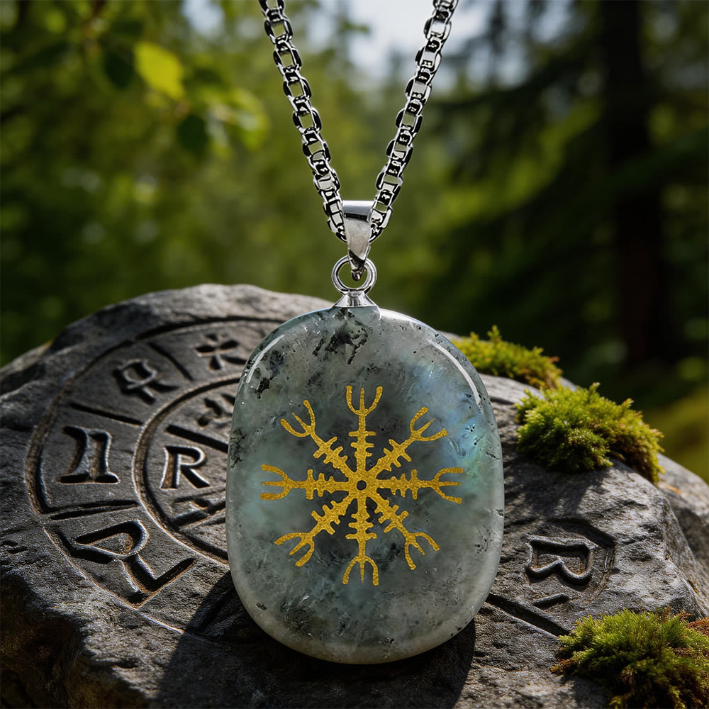 WorldNorse Norse Helm of Awe Courage Crystal Necklace - Labradorite - image 15