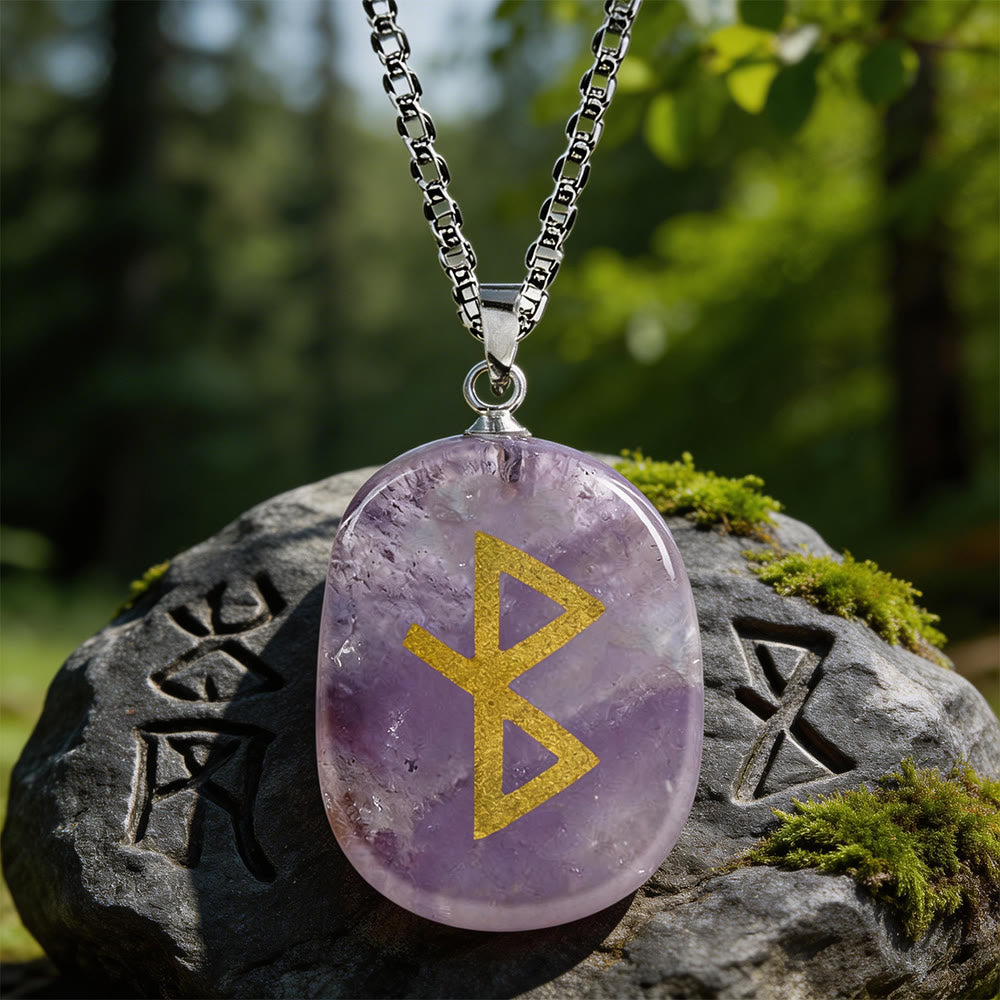 WorldNorse Viking Healing Bind Rune Vitality Crystal Necklace - Amethyst - image 4