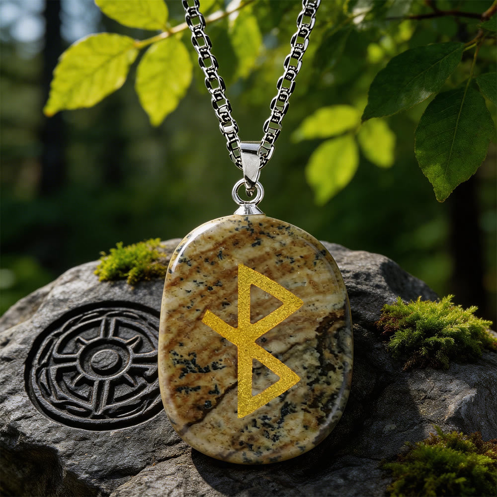 WorldNorse Viking Healing Bind Rune Vitality Crystal Necklace - Picture Jasper - image 14