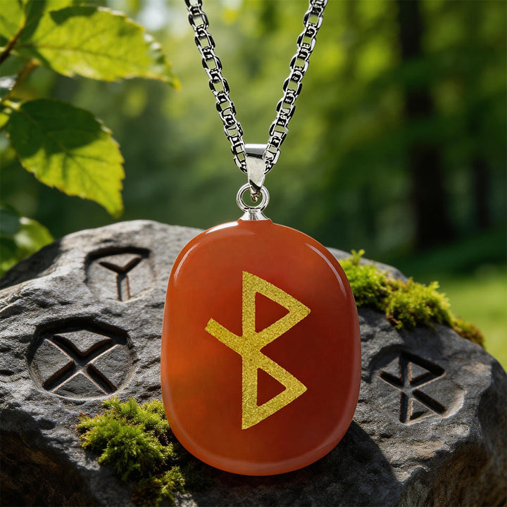 WorldNorse Viking Healing Bind Rune Vitality Crystal Necklace - Red Agate - image 6