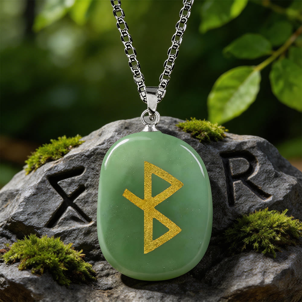 WorldNorse Viking Healing Bind Rune Vitality Crystal Necklace - Green Aventurine - image 2