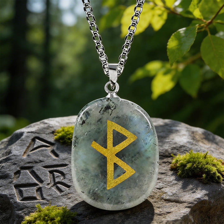 WorldNorse Viking Healing Bind Rune Vitality Crystal Necklace - Labradorite - image 15