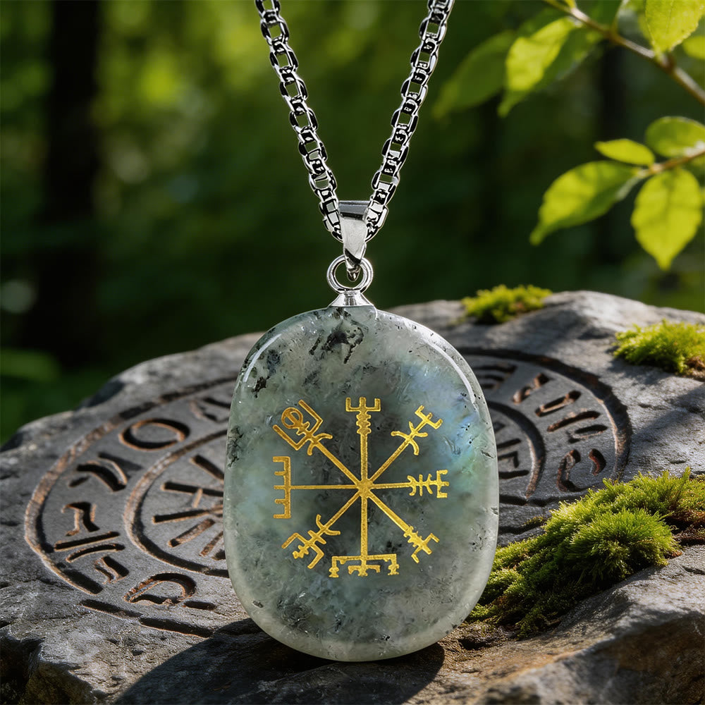 WorldNorse Vegvisir Runic Compass Guidance Crystal Necklace - Labradorite - image 15