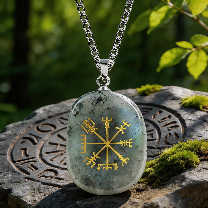 WorldNorse Vegvisir Runic Compass Guidance Crystal Necklace - Labradorite - image 15