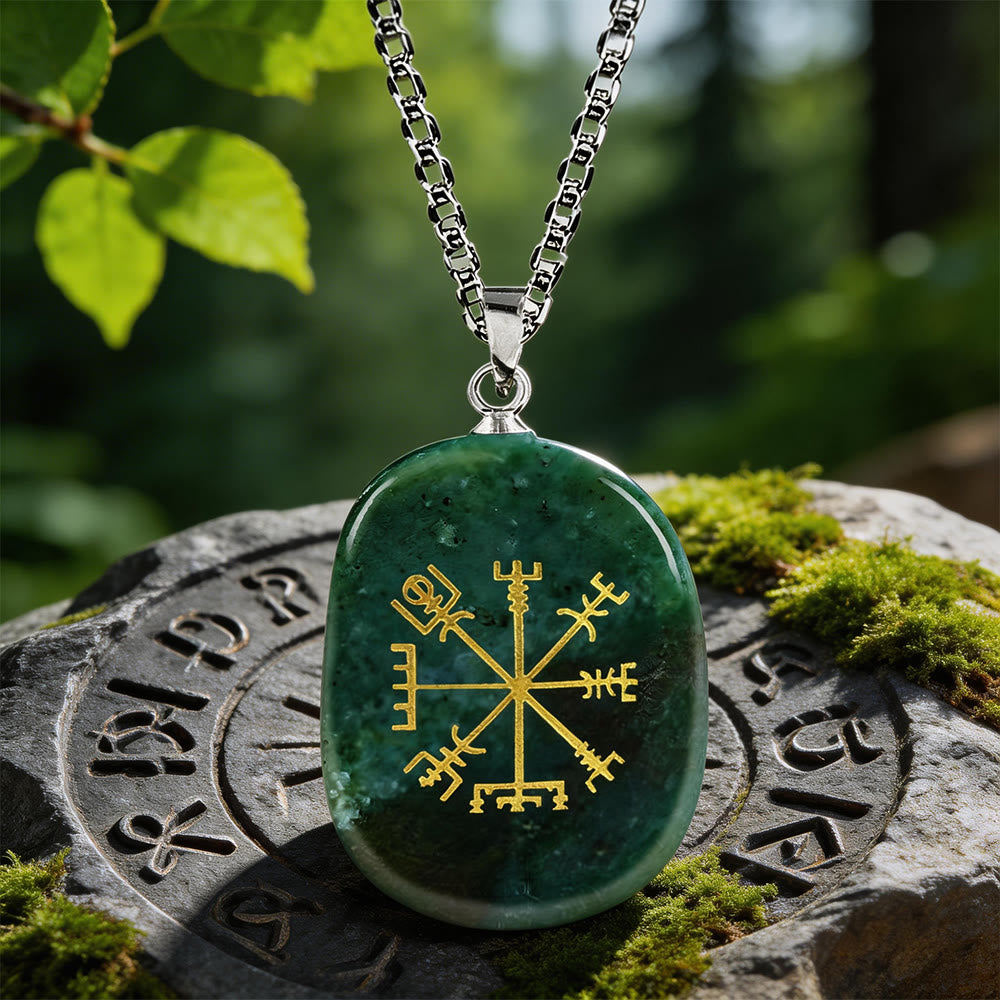 WorldNorse Vegvisir Runic Compass Guidance Crystal Necklace - India Agate - image 16
