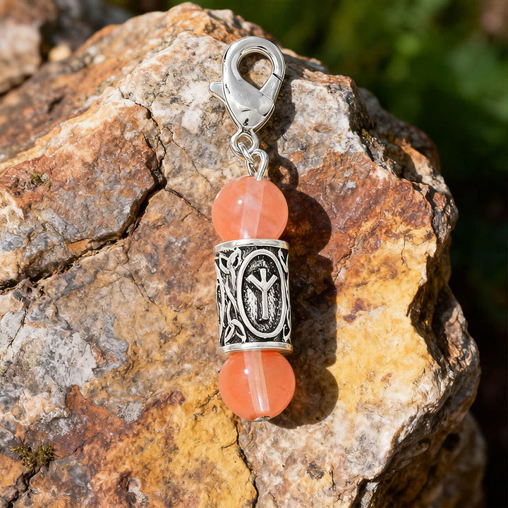 WorldNorse Viking Runic Talisman Warding Crystal Bead Keychain - Watermelon Red Crystal - image 3