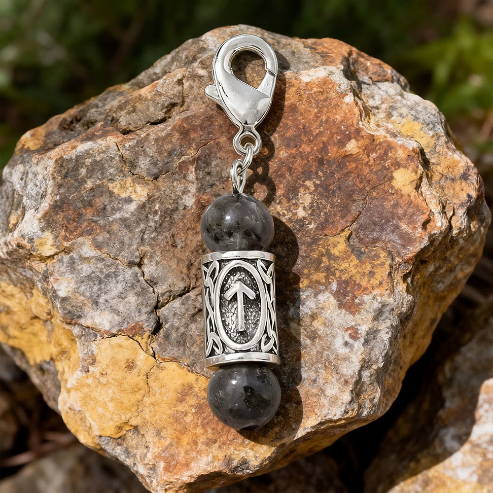 WorldNorse Viking Runic Talisman Warding Crystal Bead Keychain - Labradorite - image 6