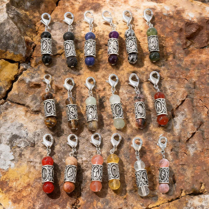 WorldNorse Viking Runic Talisman Warding Crystal Bead Keychain - image 0