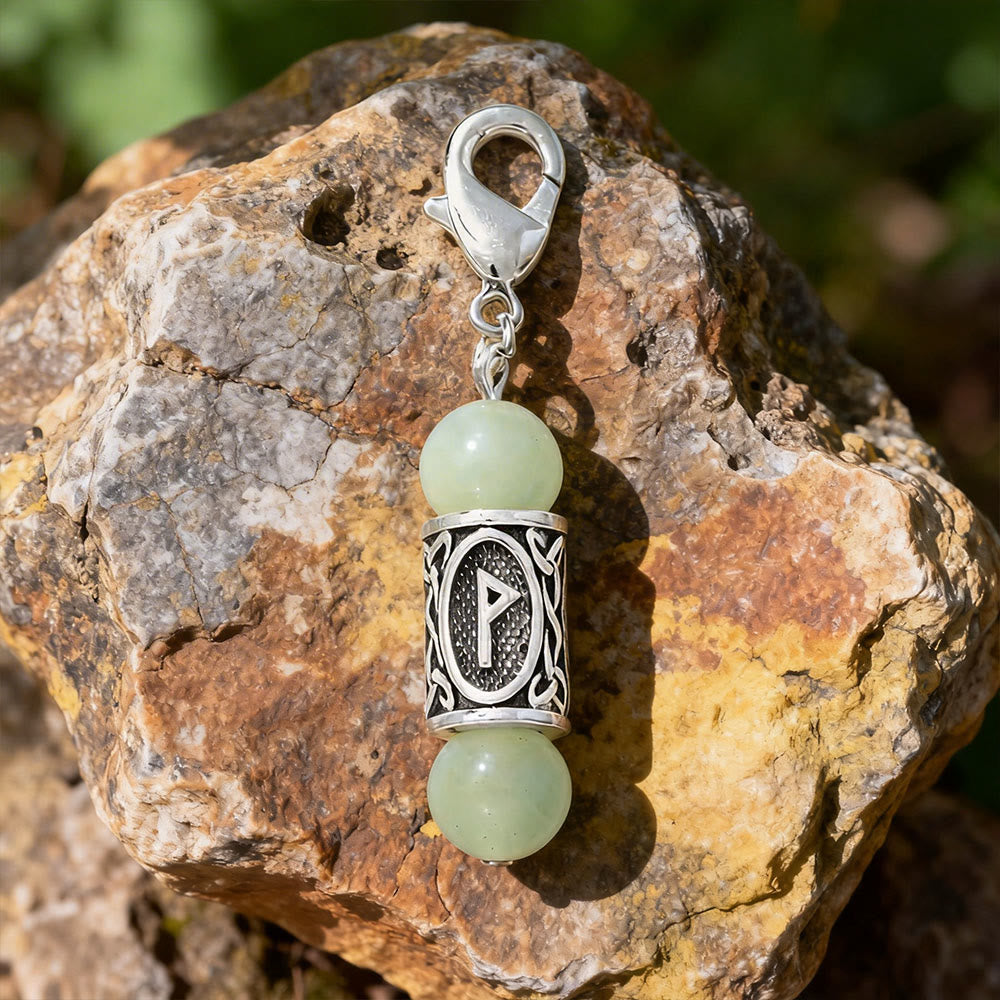WorldNorse Viking Runic Talisman Warding Crystal Bead Keychain - Green Aventurine - image 18