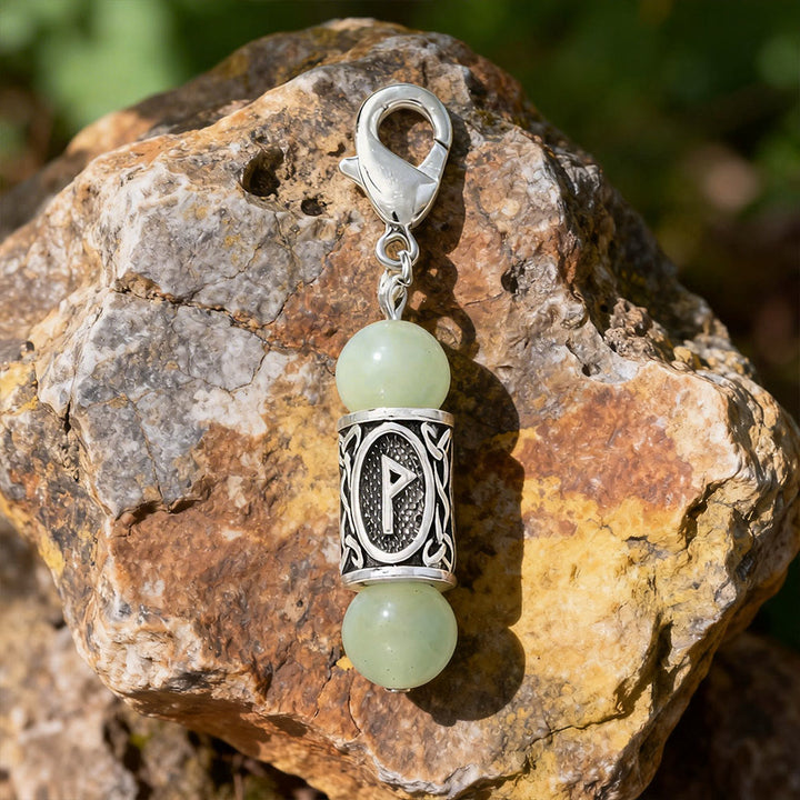 WorldNorse Viking Runic Talisman Warding Crystal Bead Keychain - Green Aventurine - image 18