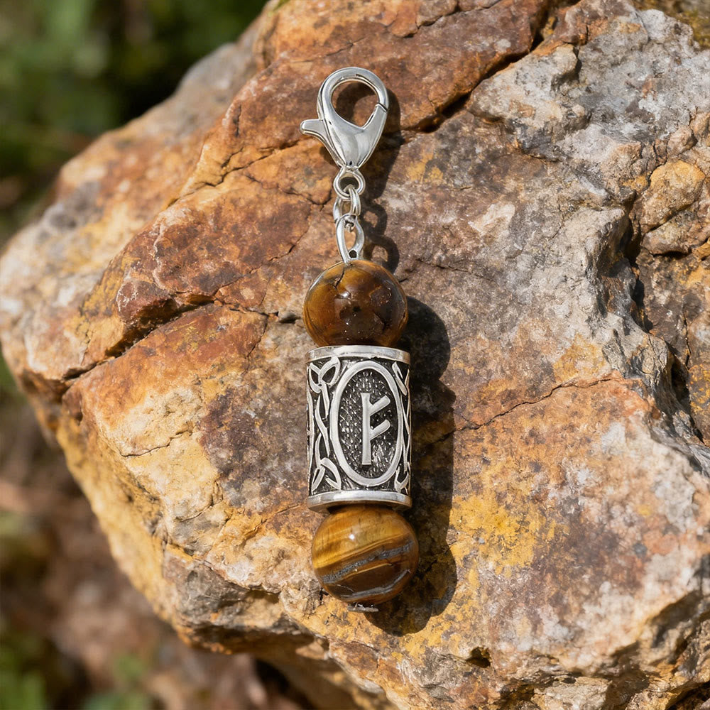 WorldNorse Viking Runic Talisman Warding Crystal Bead Keychain - Tiger's Eye - image 16