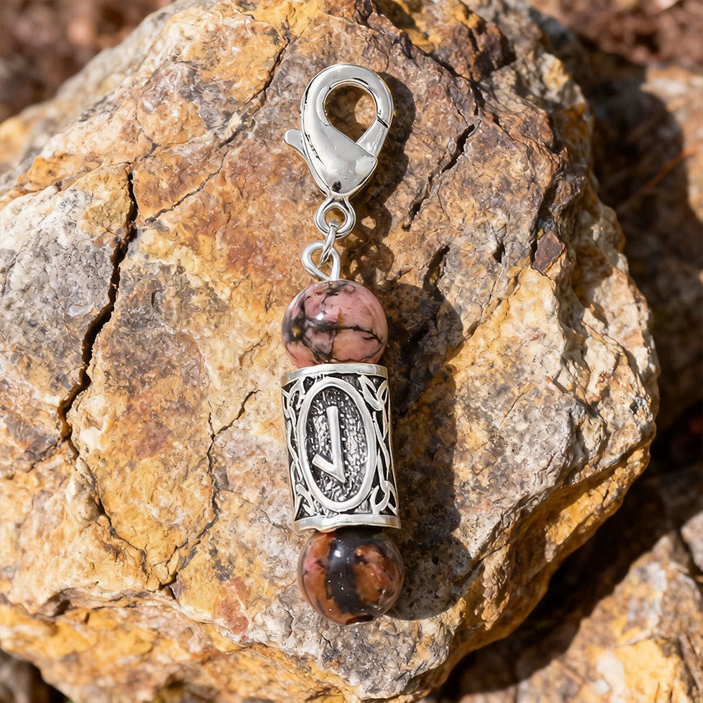 WorldNorse Viking Runic Talisman Warding Crystal Bead Keychain - Rhodochrosite - image 14