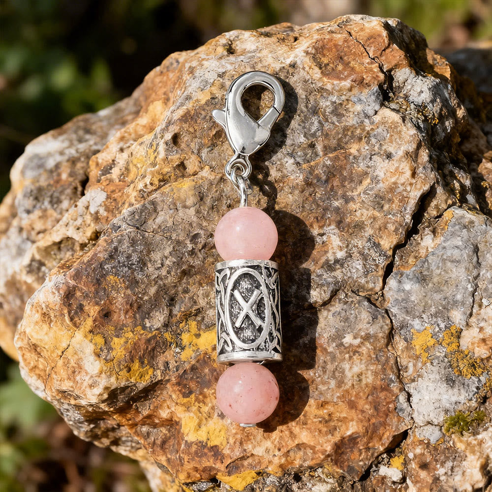 WorldNorse Viking Runic Talisman Warding Crystal Bead Keychain - Rose Quartz - image 7