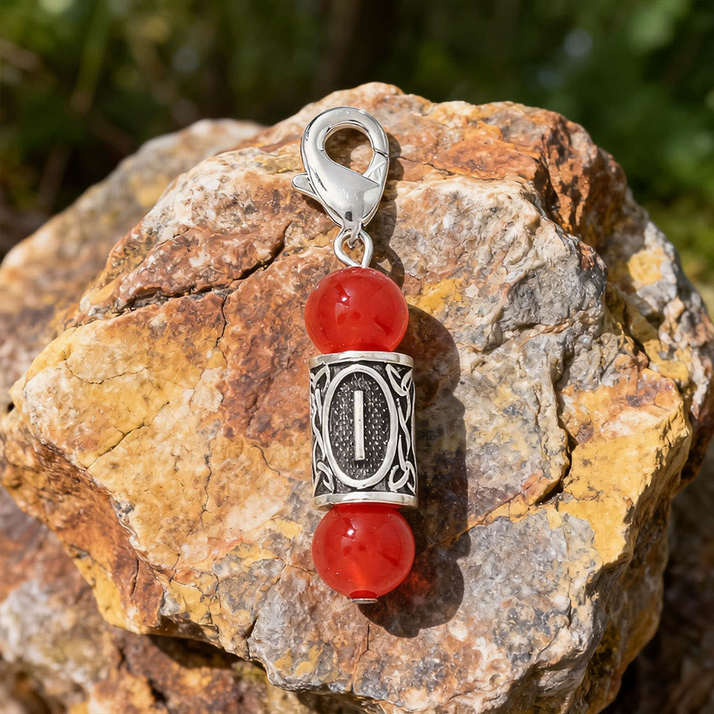 WorldNorse Viking Runic Talisman Warding Crystal Bead Keychain - Red Jasper - image 4