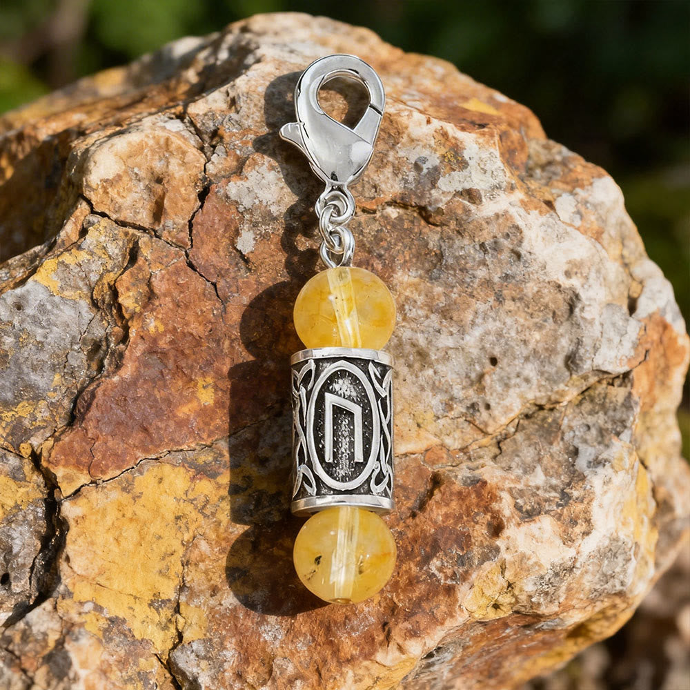 WorldNorse Viking Runic Talisman Warding Crystal Bead Keychain - Citrine - image 11