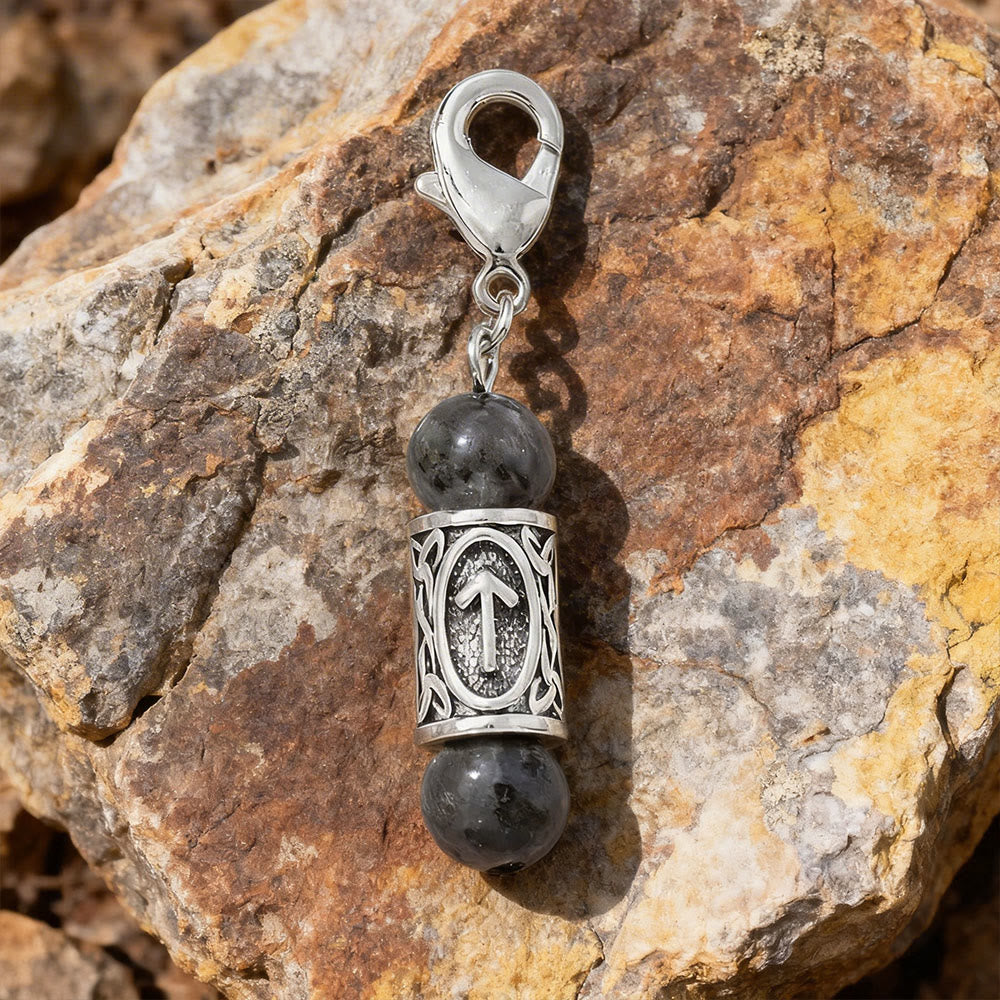 WorldNorse Viking Runic Talisman Warding Crystal Bead Keychain - Hematite - image 9