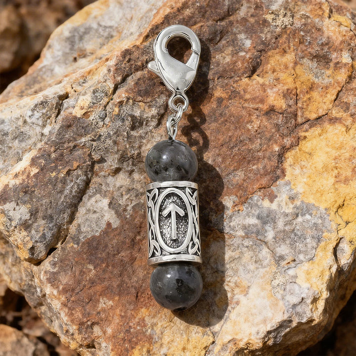 WorldNorse Viking Runic Talisman Warding Crystal Bead Keychain - Hematite - image 9