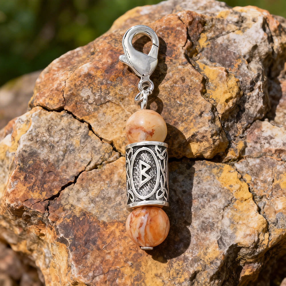 WorldNorse Viking Runic Talisman Warding Crystal Bead Keychain - Red Network Stone - image 10