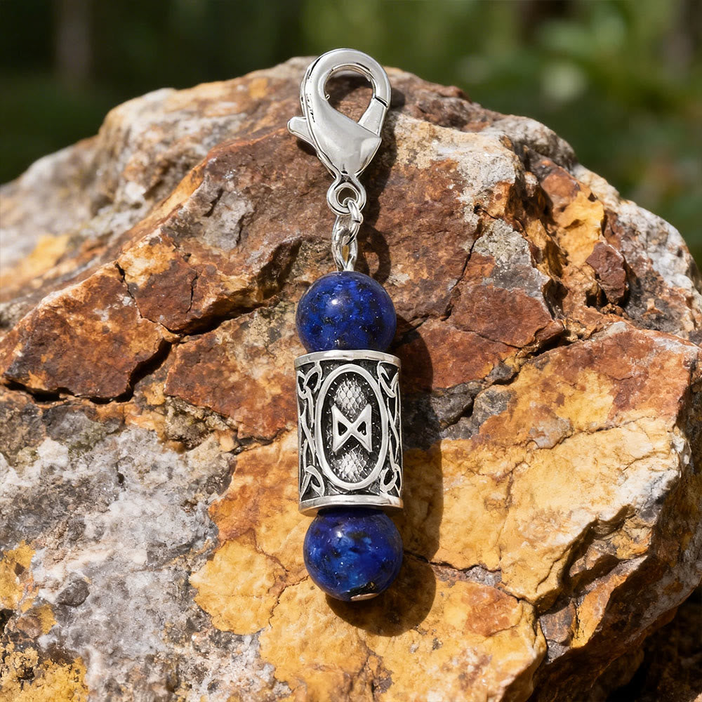 WorldNorse Viking Runic Talisman Warding Crystal Bead Keychain - Lapis Lazuli - image 5