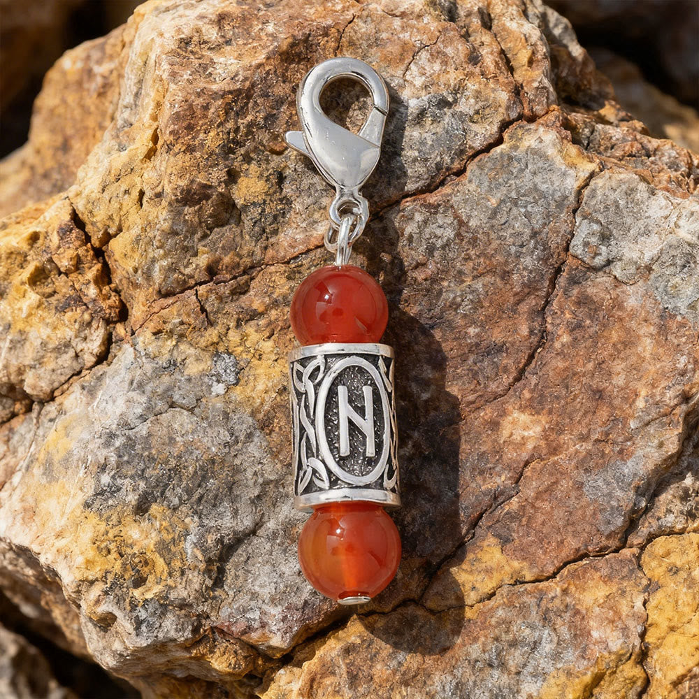 WorldNorse Viking Runic Talisman Warding Crystal Bead Keychain - Red Agate - image 13