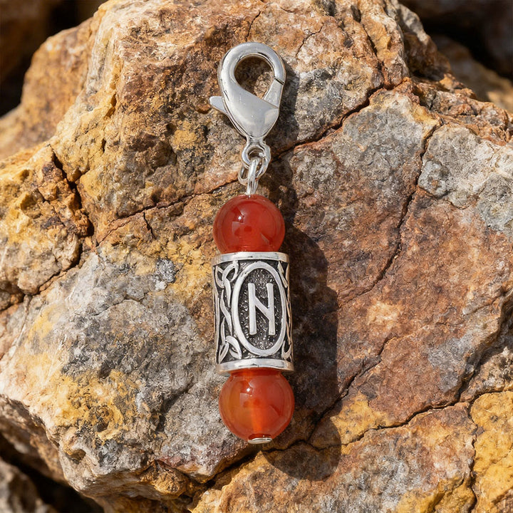 WorldNorse Viking Runic Talisman Warding Crystal Bead Keychain - Red Agate - image 13