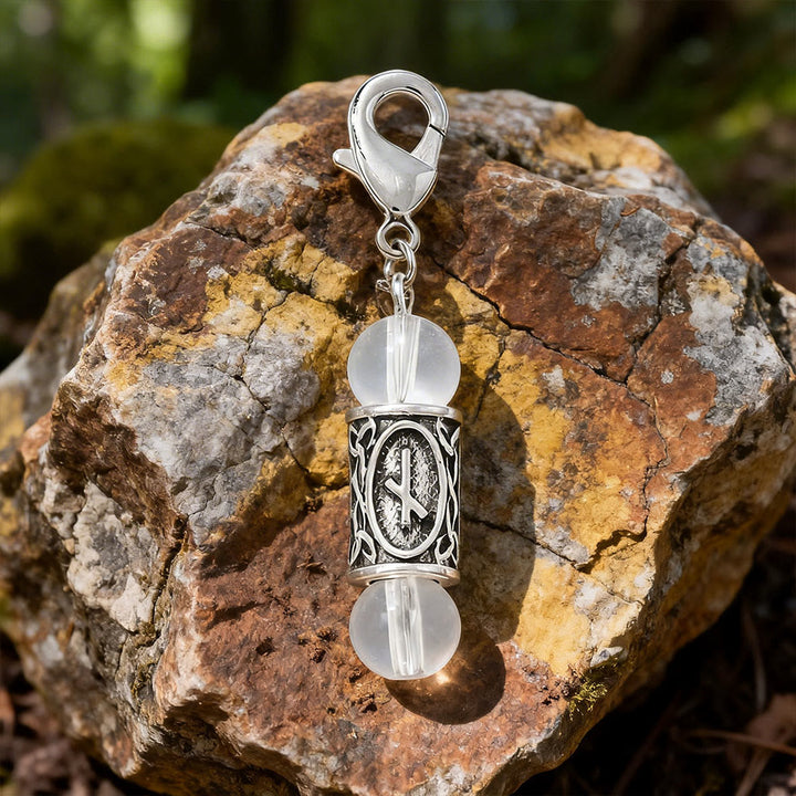 WorldNorse Viking Runic Talisman Warding Crystal Bead Keychain - Clear Quartz - image 19