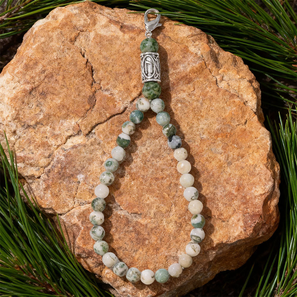 WorldNorse Rune Engraved Bead Charm Crystal Keychain - Dendritic Agate - image 17