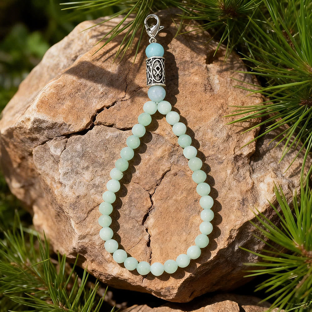 WorldNorse Rune Engraved Bead Charm Crystal Keychain - Aquamarine - image 15