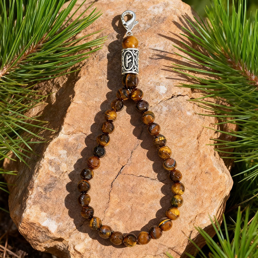 WorldNorse Rune Engraved Bead Charm Crystal Keychain - Tiger's Eye - image 9