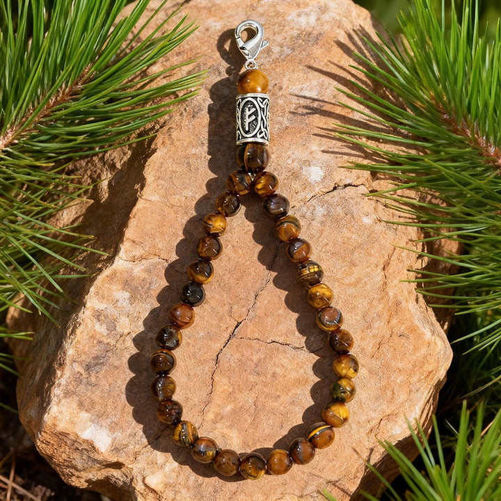 WorldNorse Rune Engraved Bead Charm Crystal Keychain - Tiger's Eye - image 9