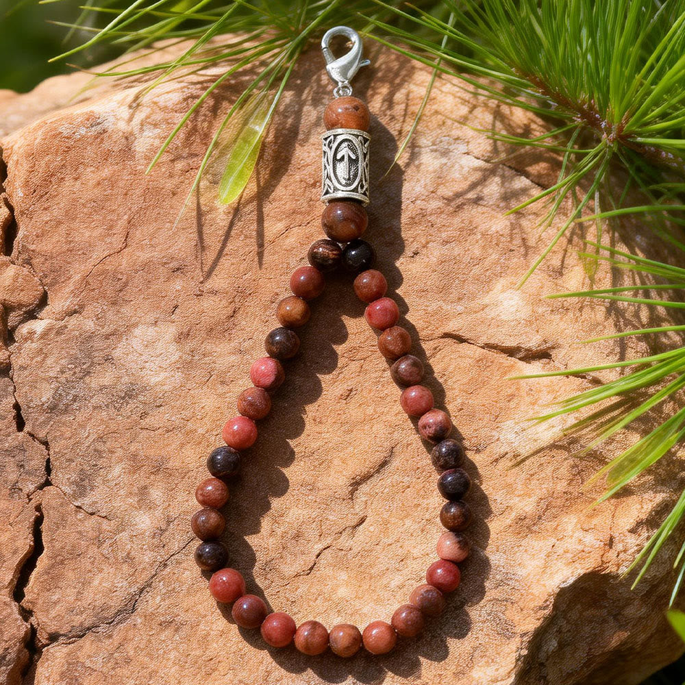 WorldNorse Rune Engraved Bead Charm Crystal Keychain - Rhodochrosite - image 6