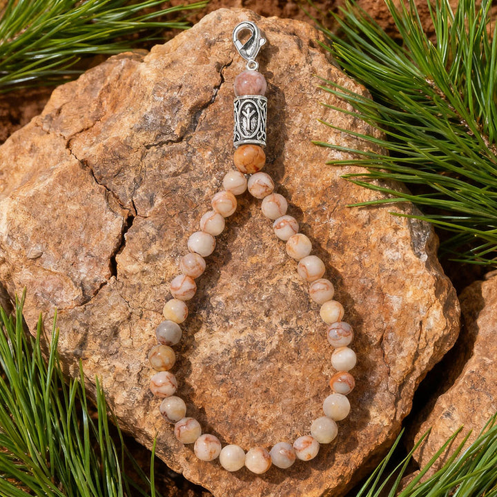 WorldNorse Rune Engraved Bead Charm Crystal Keychain - Red Network Stone - image 10