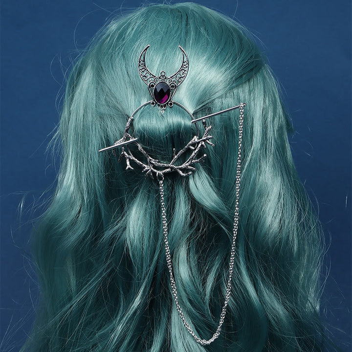 WorldNorse Crescent Thorn Branch Gem Hairpin - Purple - image 2