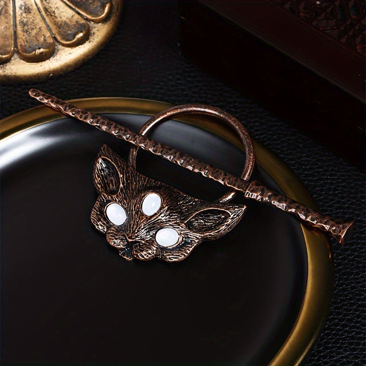 WorldNorse Forged Trine Eye Cat Gem Hairpin - image 1