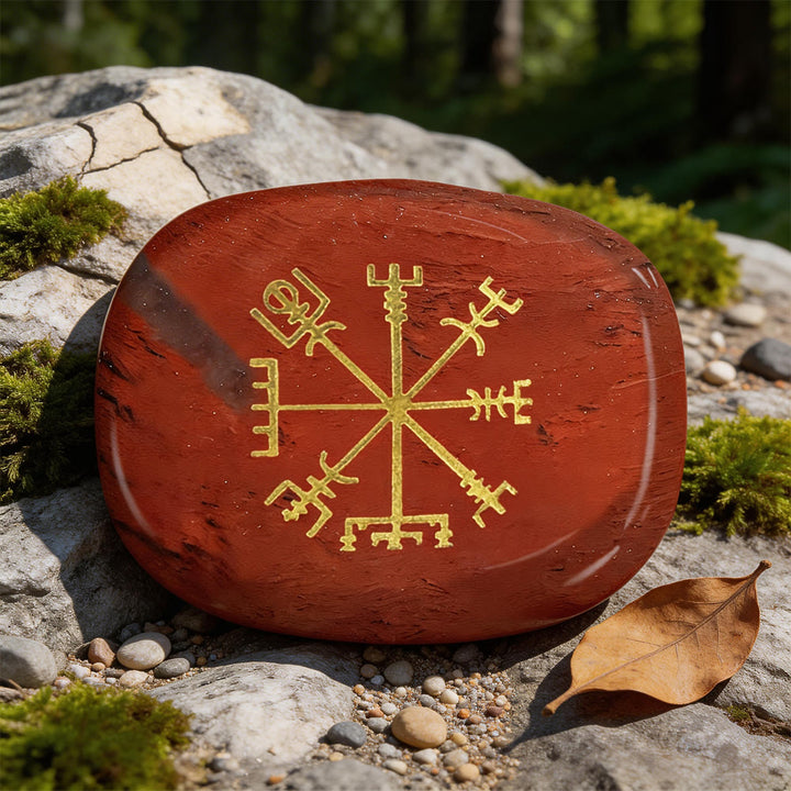 WorldNorse Vegvisir Compass Guidance Rune Crystal Decor - Red Jasper - image 3