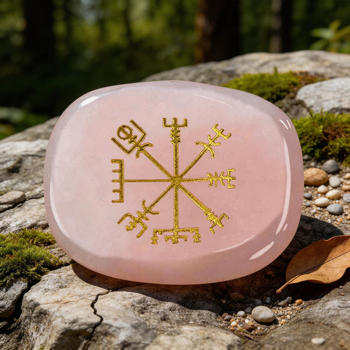 WorldNorse Vegvisir Compass Guidance Rune Crystal Decor - Rose Quartz - image 2