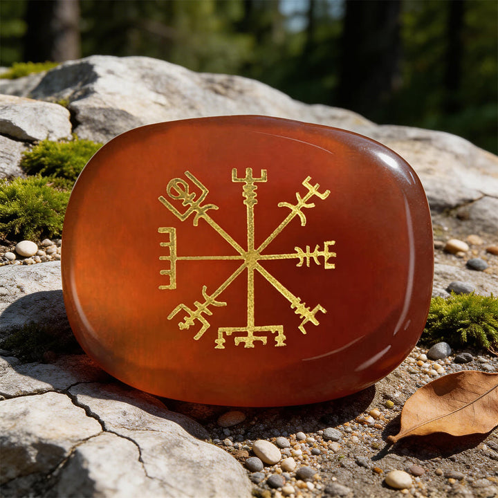 WorldNorse Vegvisir Compass Guidance Rune Crystal Decor - Red Agate - image 4