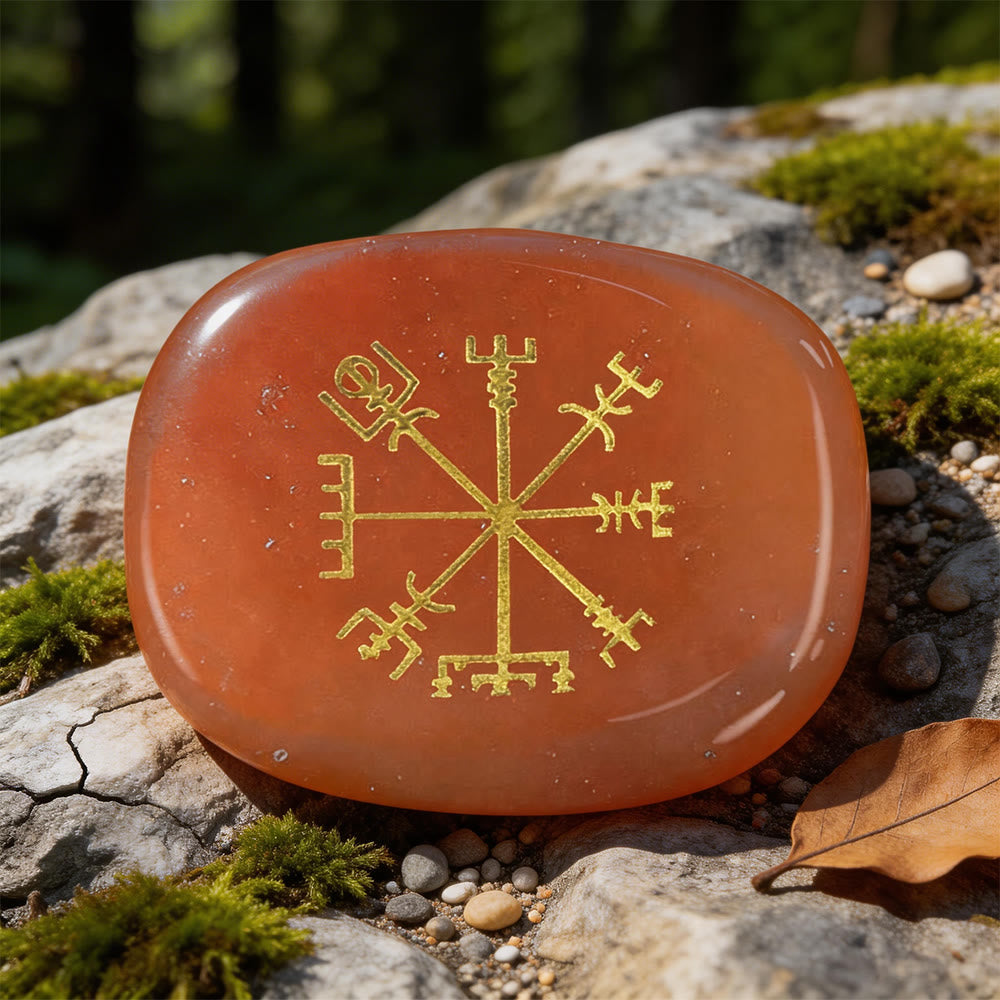 WorldNorse Vegvisir Compass Guidance Rune Crystal Decor - Red Aventurine - image 6