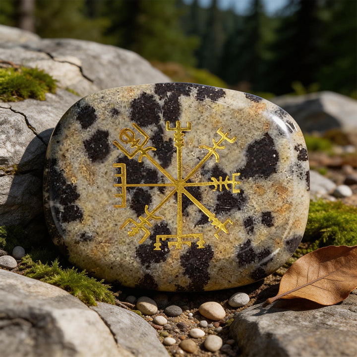 WorldNorse Vegvisir Compass Guidance Rune Crystal Decor - Dalmatian Jasper - image 11