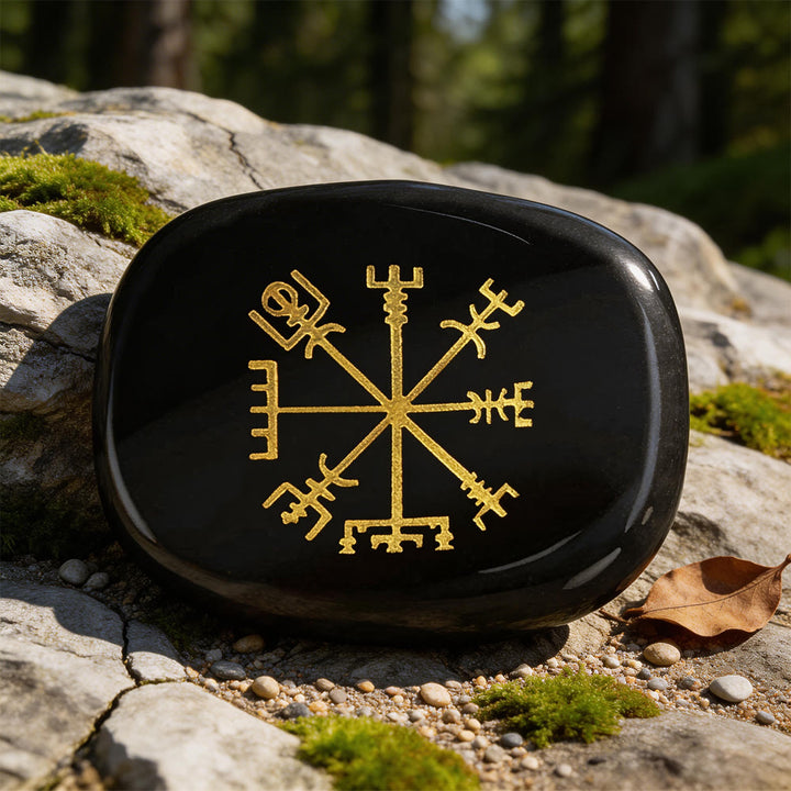 WorldNorse Vegvisir Compass Guidance Rune Crystal Decor - Black Obsidian - image 7