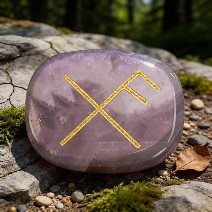 WorldNorse Gibo Auja Positive Fortune Rune Crystal Decor - Amethyst - image 9