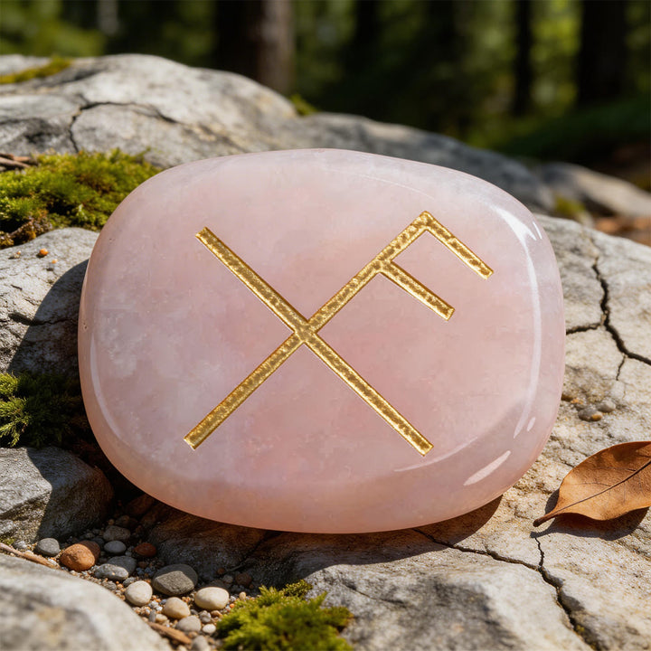WorldNorse Gibo Auja Positive Fortune Rune Crystal Decor - Rose Quartz - image 2