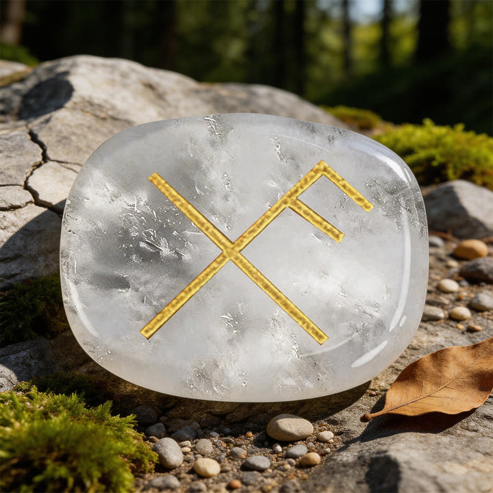 WorldNorse Gibo Auja Positive Fortune Rune Crystal Decor - Clear Quartz - image 5
