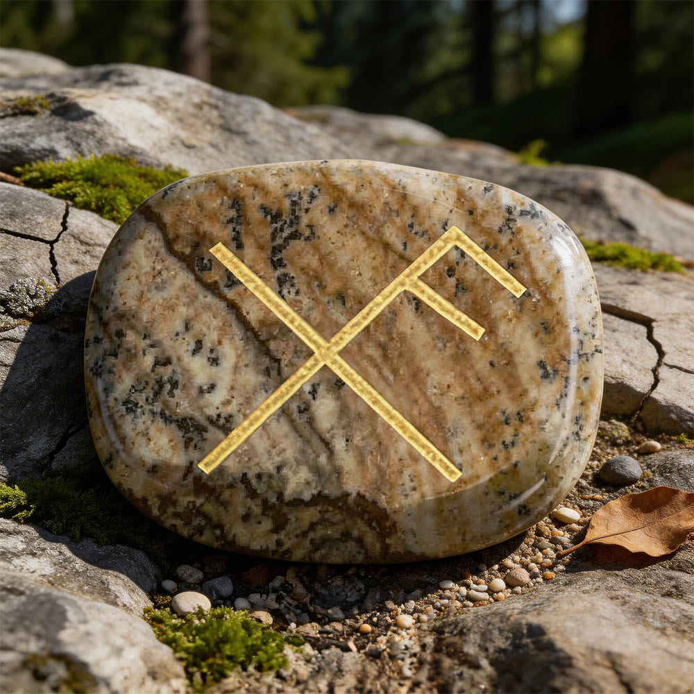 WorldNorse Gibo Auja Positive Fortune Rune Crystal Decor - Picture Jasper - image 13