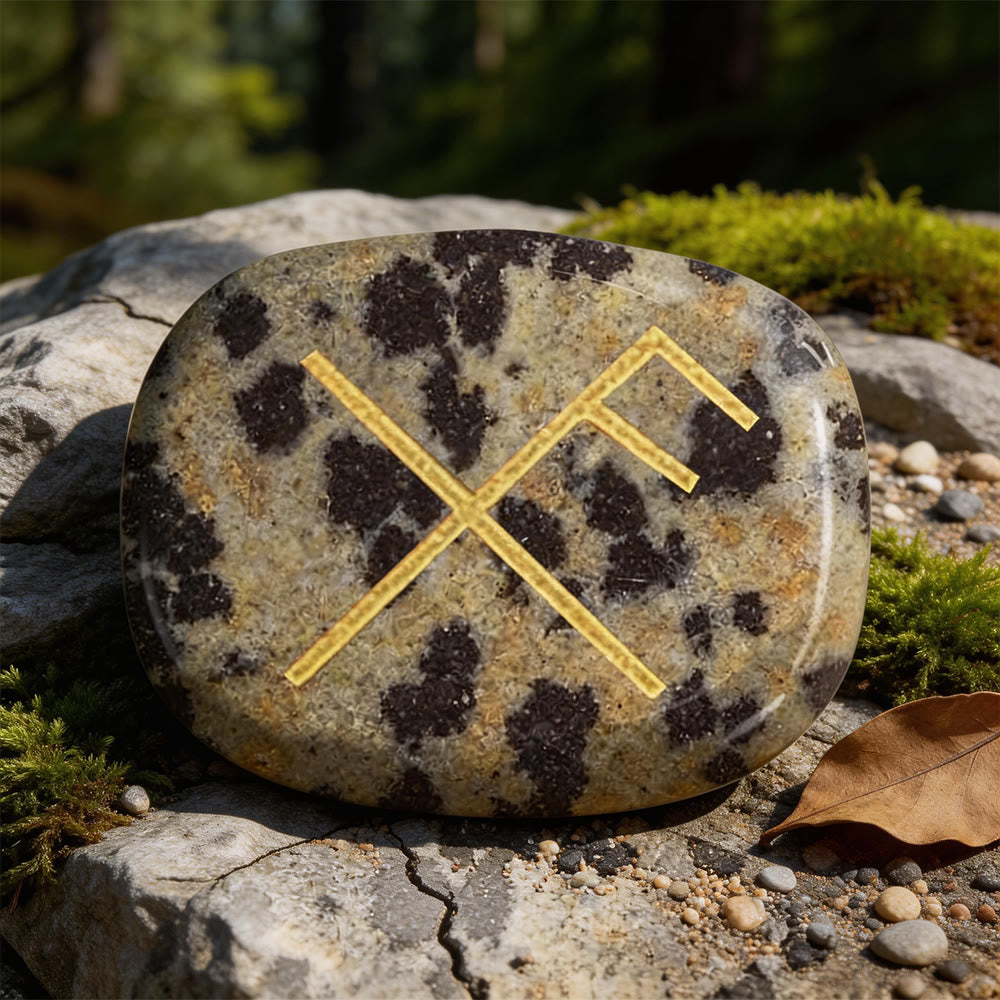 WorldNorse Gibo Auja Positive Fortune Rune Crystal Decor - Dalmatian Jasper - image 11